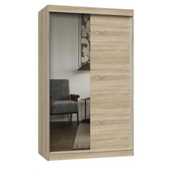 Hucoco Paolo - Armario Con 2 Puertas Correderas - 1 Espejo - Ancho 120 Cm - Vestidor Con 2 Puertas