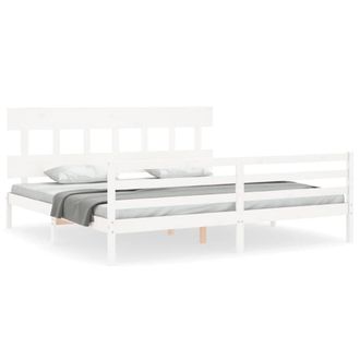 Berkfield Home Bed Frame with Headboard White 200x200 cm Solid Wood