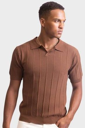 Redefined Rebel regular polo met ingebreid patroon bruin