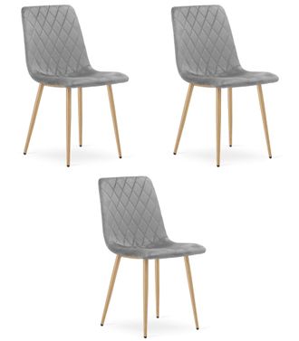 OEM Silla Tur&iacute;n - Terciopelo Gris Claro / Patas Color Madera X 3