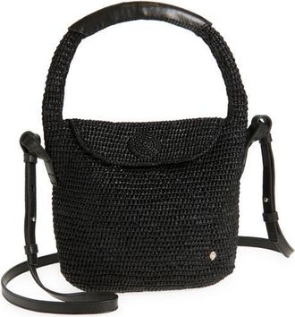 Helen Kaminski Yala Raffia Mini Shoulder Bag in Charcoal/black at Nordstrom
