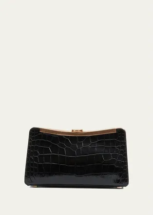 SIMKHAI Solange Croc-Embossed Leather Clutch