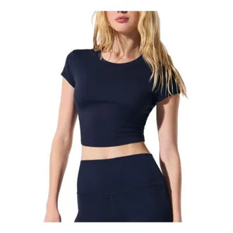 Alo (WMNS) ALO Alosoft Crop Finesse T-Shirt Navy W1406R-651455010