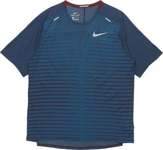 Nike TechKnit Future Fast Running Round Neck Short Sleeve Brownred Dark Green Black CU6057-681