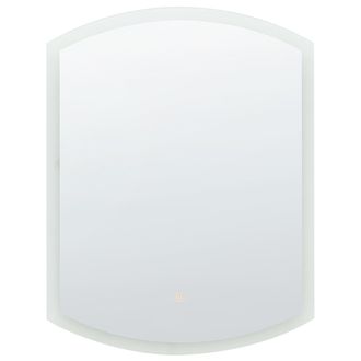 Beliani Espejo De Pared Led De Vidrio Plateado 60 X 78 Cm Maquillaje Ovalado Beziers