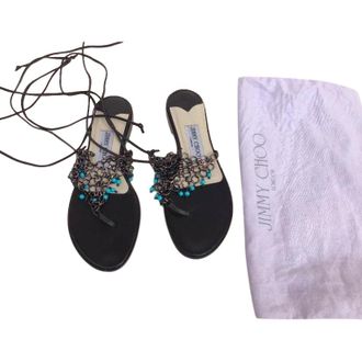 Jimmy Choo London beaded mesh lace-up sandals Size 36.5