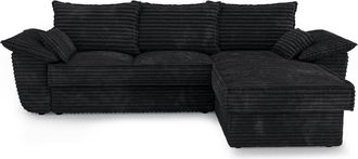 Sia Home Sof&aacute; cama derecho pana XXL negro 257 cm