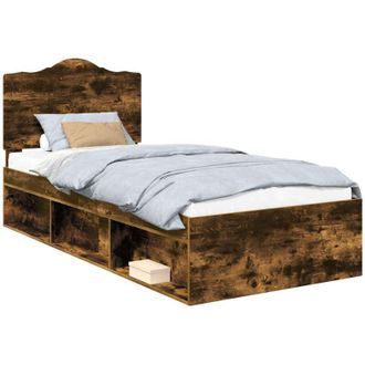 vidaXL Estructura De Cama Con Cabecera Roble Ahumado 90 X 190 Cm Vidaxl