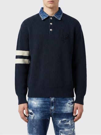 Dsquared2 Polo in mglia di cotone con collo di jeans Dsquared2