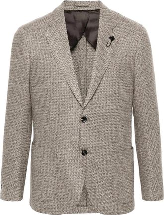Lardini Interwoven Single-Breasted Blazer - Heren - Blazers - Bruin - 3XL - Wol - Jassen