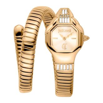 Just Cavalli Signature Snake Brillante Snake Jc 1L326M0025 - Petite Goud Pentagonal Elegantie - Dames - Horloges - Geel - ONE Size - Accessoires