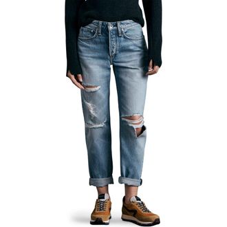 Rag & Bone Rosa Ripped Mid Rise Boyfriend Jeans in Vandam at Nordstrom Rack, Size 25