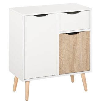 HOMCOM Floor Cabinet Storage Cupboard Sideboard with Drawer for Bedroom - Living Room - Entryway - Natural Bedroom - Home Living | TJ Hughes White