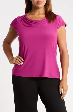 Kasper Cowl Neck Cap Sleeve Top in Cerise at Nordstrom, Size 1X