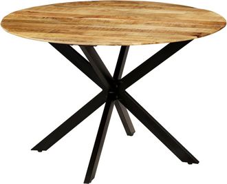 vidaXL Mesa De Comedor Madera Maciza De Mango Rugosa Y Acero 120x77 Cm Vidaxl