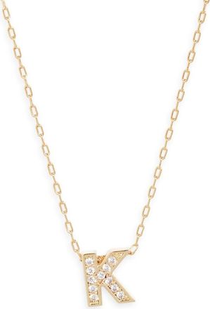 Nordstrom Pav&eacute; Cubic Zirconia Initial Necklace in K- Clear- Gold at Nordstrom