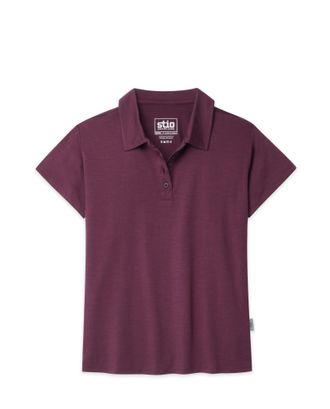 Stio | Womens Alpin Lightweight Merino Polo Shirt Short Sleeve, Size Extra Small in Aubergine