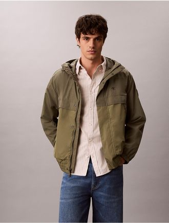 Calvin Klein Jeans Calvin Klein Mens Lightweight Nylon Mixed Media Jacket - Dark Beige - 2XL