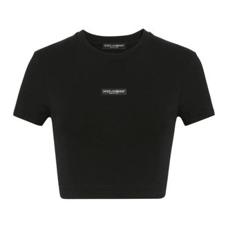 Dolce & Gabbana Camiseta de punto con logo - Tops - Mujer - Negro - S