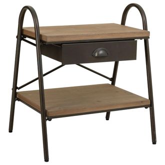 Wanderlust Deco Wanderlust Deco - Mesita De Madera Y Metal Marr&oacute;n 52x42x60h Cm