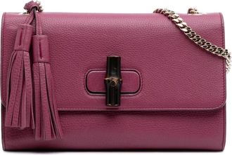 Gucci Pre-owned Cross Body Bags, female, Pink, Size: ONE SIZE Pre-owned Bamboo Shoulder Bag Leather