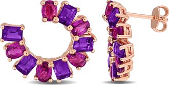 Mimi & Max Multi-Gem Curved Stud Earrings Sterling Silver