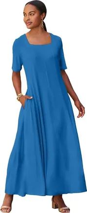Jessica London Square Neck Maxi Dress in Pool Blue at Nordstrom, Size Medium