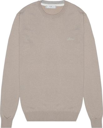 Guess Daniel CN LS Basic Sweater - Heren - Ronde hals truien - Beige - 2XL - Wol - Truien & Vesten