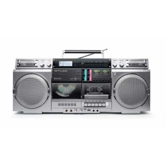 Muse M-380 Gbs Boombox Est&eacute;reo Port&aacute;til Plateada Bluetooth Cd Cassette Usb Micro Sd 80 W