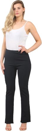 Generic Ladies Bootleg Stretch Trousers - Pull-On Ribbed Work Pants with Elasticated Waist - Black, Navy, Grey -Women Casual Office Wear for Nurses, Carers Bo