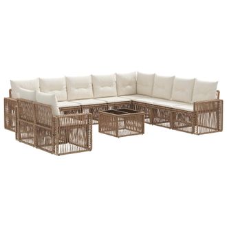 vidaXL Conjunto De Sof&aacute;s De Jard&iacute;n 11 Pcs Beige Y Blanco Crema Vidaxl
