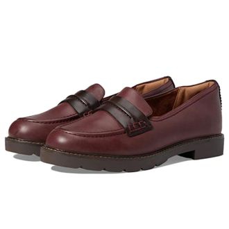 Cobb Hill Womens Cobb Hill Janney Loafer Red Leather Moc Toe Slip On Shoes HTAT504