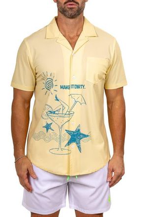 Maceoo Marthy White Camp Shirt in Yellow at Nordstrom, Size 4