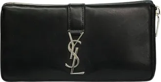 Saint Laurent Black Leather Long Wallet (Bi-Fold) (Pre-Owned)