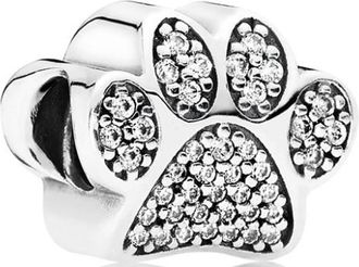 Pandora Paw Silver Charm With Cubic Zirconia