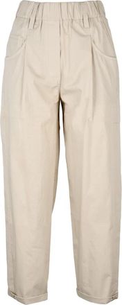 Brunello Cucinelli Broek - Dames - Broeken - Beige - XS - Katoen - Broeken