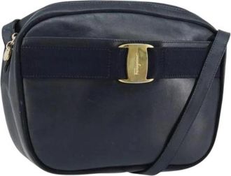 Ferragamo Pre-owned Leren Crossbody Tas - Dames - Vintage Schoudertas - Blauw - ONE Size - Leer - Vintage