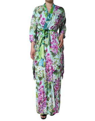 Dolce & Gabbana Womens Multicolor Floral Silk Stretch Wrap Dress Elastane