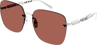 Gucci Zilveren bruine zonnebril Stijlvol model - Dames - Zonnebrillen - Grijs - 63 MM - Accessoires