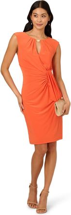 Adrianna Papell Womens Keyhole Jersey Short Dress - Orange - Size 20 UK