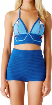 My Beachy Side Chouchou Hand Crochet Mini Shorts In Navy
