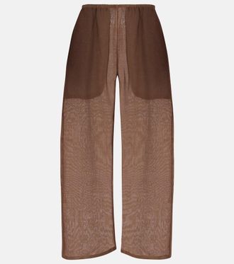 Leset Niko ramie cropped barrel-leg pants
