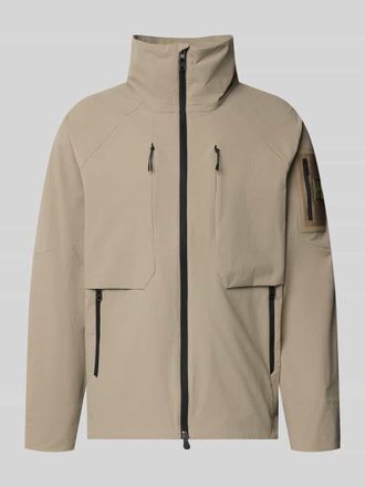HUGO BOSS Regular Fit Trainingsjacke mit Label Patch Modell OW_GLOBE in Beige, Gr&ouml;&szlig;e XXXL