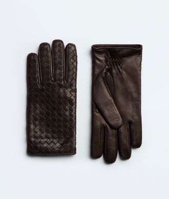 Bottega Veneta Intrecciato Leather Gloves - Brown - Man - 8