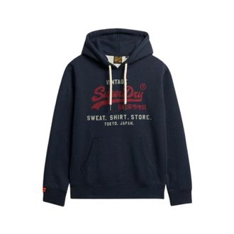 Superdry Hoodies, male, Blue, Size: XL Vintage Logo Heritage Relaxed Hoodie