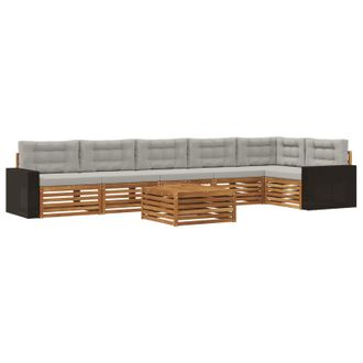 vidaXL Conjunto De Sof&aacute;s De Exterior 7 Pcs Natural Y Gris Claro Vidaxl