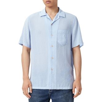 AllSaints Perry Button-Up Camp Shirt in Kentucky Blue at Nordstrom Rack, Size Xx-Large