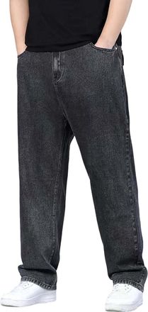 Generic Mens Jeans Stretch Jeans for Men UK Y2K Streetwear Straight Leg Denim Pants Plus Size Casual Wrinkle-Resistant Durable Cargo Trousers with Pockets Cla