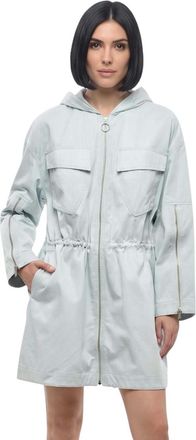 Stella McCartney Sky Blue Solid Hood Trench Coat