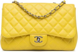 Chanel Hobo Bags - 2009-2010 Jumbo Classic Caviar Single Flap - Gr. unisize - in Gelb - für Damen